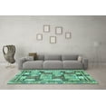 thumbnail image 3 of Ahgly Company Machine Washable Indoor Round Abstract Turquoise Blue Modern Area Rugs, 6' Round, 3 of 4