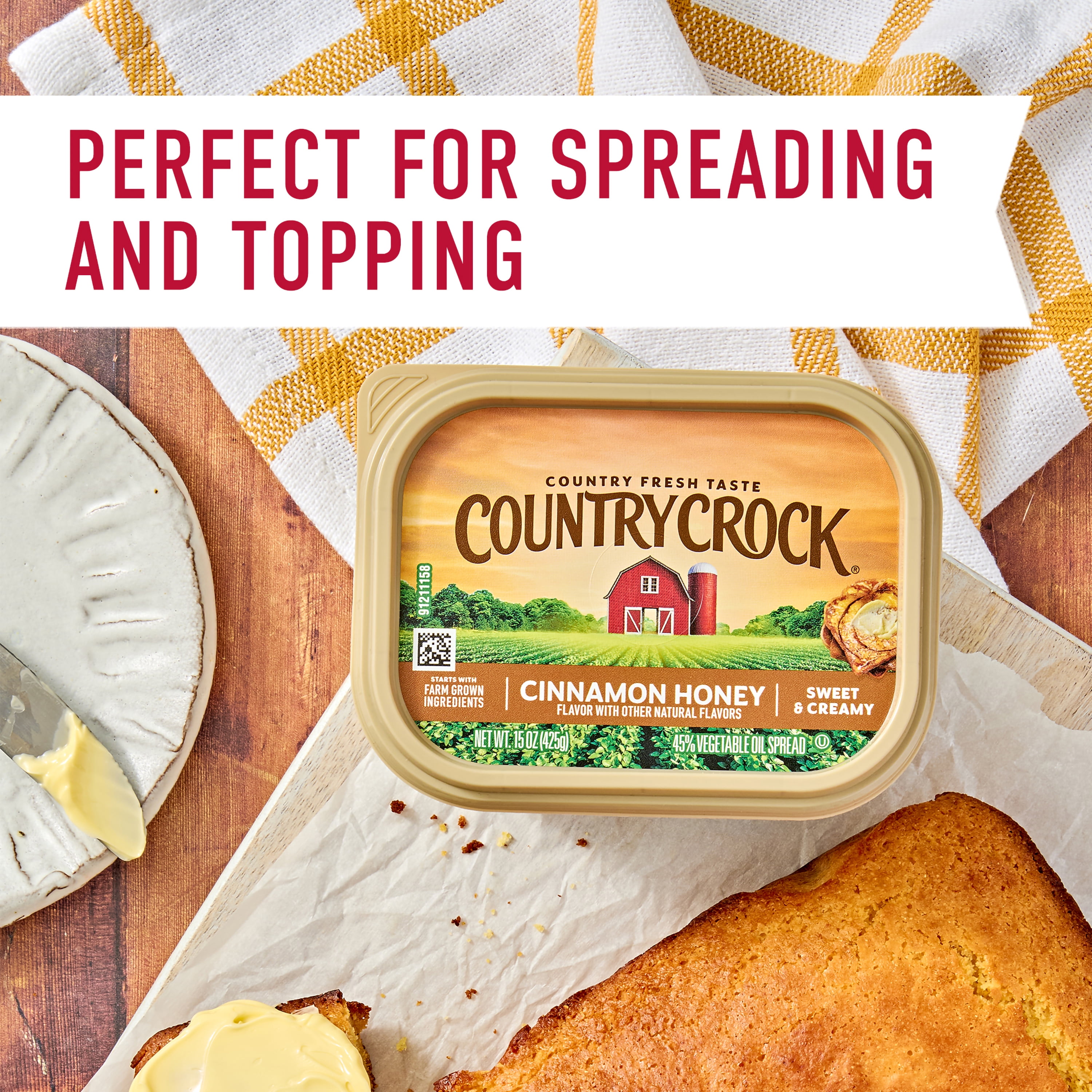 Country Crock Cinnamon Honey Spread, 15 oz Tub
