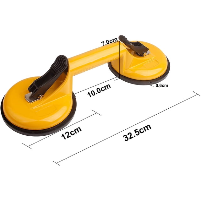 2 x Aluminio Doble Ventosa para Vidrio 100kg Capacidad 120mm Amarillo