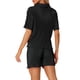 thumbnail image 3 of Conjunto de pijamas para mujer INSPIRE CHIC, camiseta de manga corta con botones y pantalones cortos, ropa casual de descanso, color negro, 3 of 6