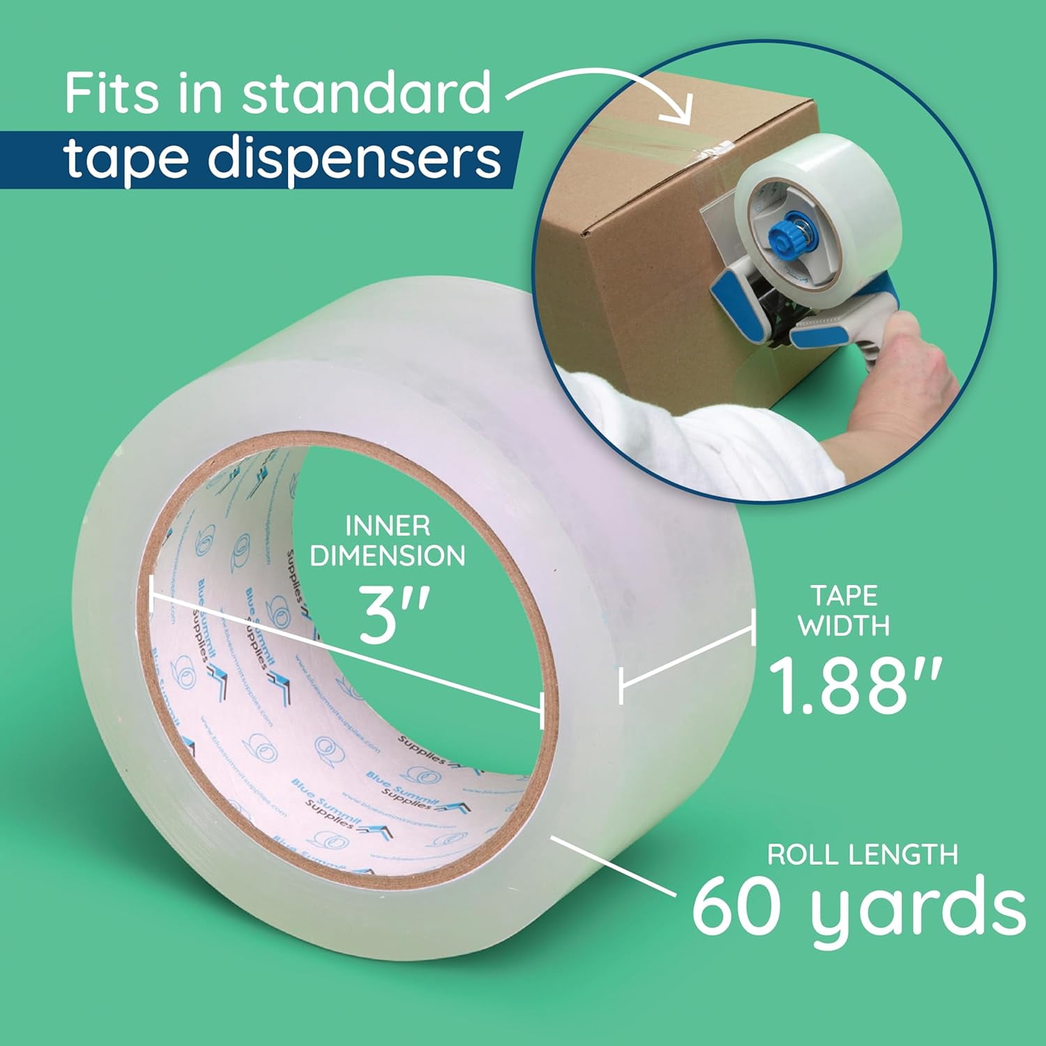 Heavy Duty Packaging Tape, Clear Packing Tape Designed for Moving Boxes, Shipping, Office, and Storage, Commercial Grade 2.7mil Thickness, 60 Yards Length, 360 Total Yards