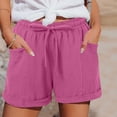 thumbnail image 2 of Womens Shorts 2026 Comfy Summer Drawstring High Waist Cotton Linen Casual Shorts for Women Trendy by Yigetop Hot Pink S, 2 of 6