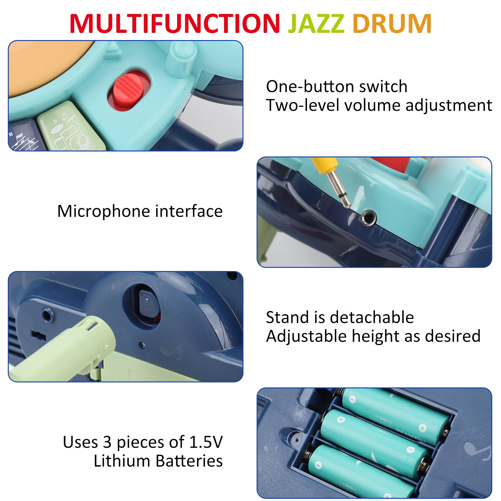 Drum Set with Microphone for Toddler 1-3 Baby Musical Toys Drum Piano Musical Instrument Learning Toys Gift for Boys Girls Age 2-5