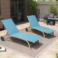 thumbnail image 3 of Pellebant  2PCS Outdoor Adjustable Chaise Lounge Chair with Wheels - N/A Blue, 3 of 5