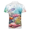 thumbnail image 5 of Watercolor Coral Reef (3) Men Zipper T-shirt Summer Casual Short Sleeve T-shirt Top, 5 of 7