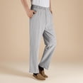 thumbnail image 6 of Pafei Tyugd Linen Pants Men Casual Summer Comfy Breathable Cotton Pants with Pockets Elastic Waist Loose Fit Straight Leg Beach Pants Gray L, 6 of 8