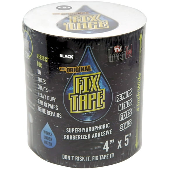 The Original Fix Tape | As Seen On TV - Rubberized Waterproof Tape, Boat Repair (Black, 4 inches x 5 feet)