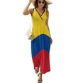 thumbnail image 2 of Flag of Colombia Dress Summer Street Style Bohemia Long Dresses Female Sleeveless Printed Maxi Dress, 2 of 9