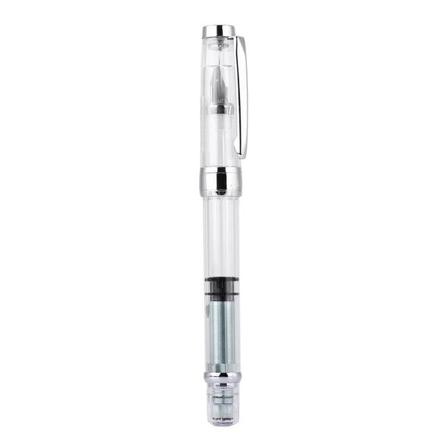 Qiilu 0.5 Fountain Pen, Transparent Fountain Pen,4Pcs 0.5mm F Point Transparent Fountain Pen Stationery Supplies for Office Home Daily Writing