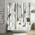 thumbnail image 7 of Rustic Forest Shower Curtain for Bathroom, Rustic Lodge Forest Cabin Shower Curtain Country Hunting Bathroom Curtain, Wild Animal Bear Moose Deer Fox in Forest Shower Curtain with 12 Hooks 72X72 inch, 7 of 7