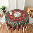 thumbnail image 2 of Red Mandala Tablecloth 60 Inch Round Washable Polyester Boho Table Cloth Fabric Farmhouse Table Cove for Dining Room Kitchen Picnic Camping Holiday Home Indoor Outdoor Party Decoration, 2 of 6