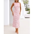 thumbnail image 3 of Merokeety Summer Maxi Dress for Women Crewneck Floral Bodycon Mesh Cocktail Formal Party Dresses Lightpink xl, 3 of 6