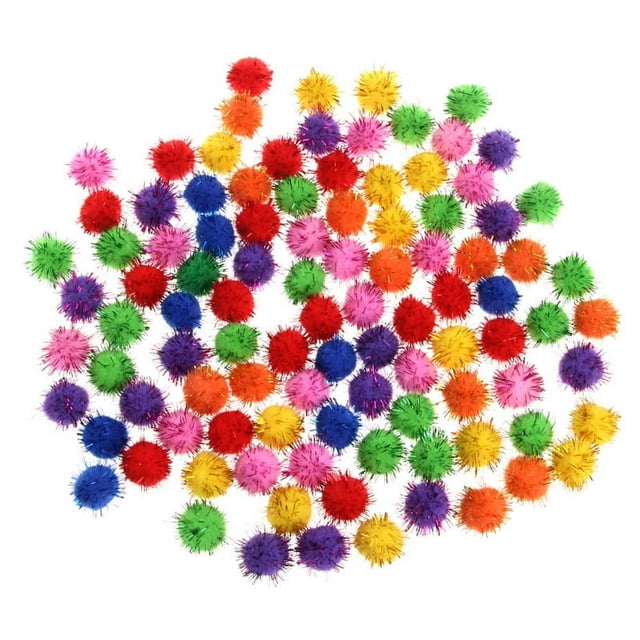 Dsseng 100Pcs Colorful Mini Sparkly Glitter Tinsel Balls Small Pom Ball For Cat Toys