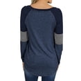 thumbnail image 4 of Olyvenn Patchwork Print T-Shirt Blouse Women's Plus Size Loose Female Casual Outwear Fashion Women's Round-Neck Long Sleeve for 2022 Women Tops Navy XL, 4 of 6