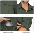 thumbnail image 3 of POENTAB Mens Safari Work Shirts Long Sleeve Hiking Fishing Tops UPF 50+ Quick Dry Camping Travel Button Down Shirt with Pockets, 3 of 10