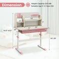 thumbnail image 3 of Gymax Kids Multifunctional Study Table Study Desk w/ Tiltable Desktop Book Stand Pink, 3 of 10
