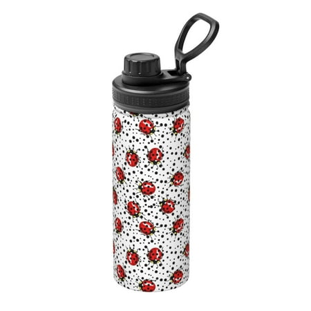 

Ocsxa Red Ladybugs On Black Dotted Print 18oz Stainless Steel Water Bottle Unisex Water Bottle Insulated Sports Water Cup Flask for Cold Water Drinks/Sports/Travel/Car/School