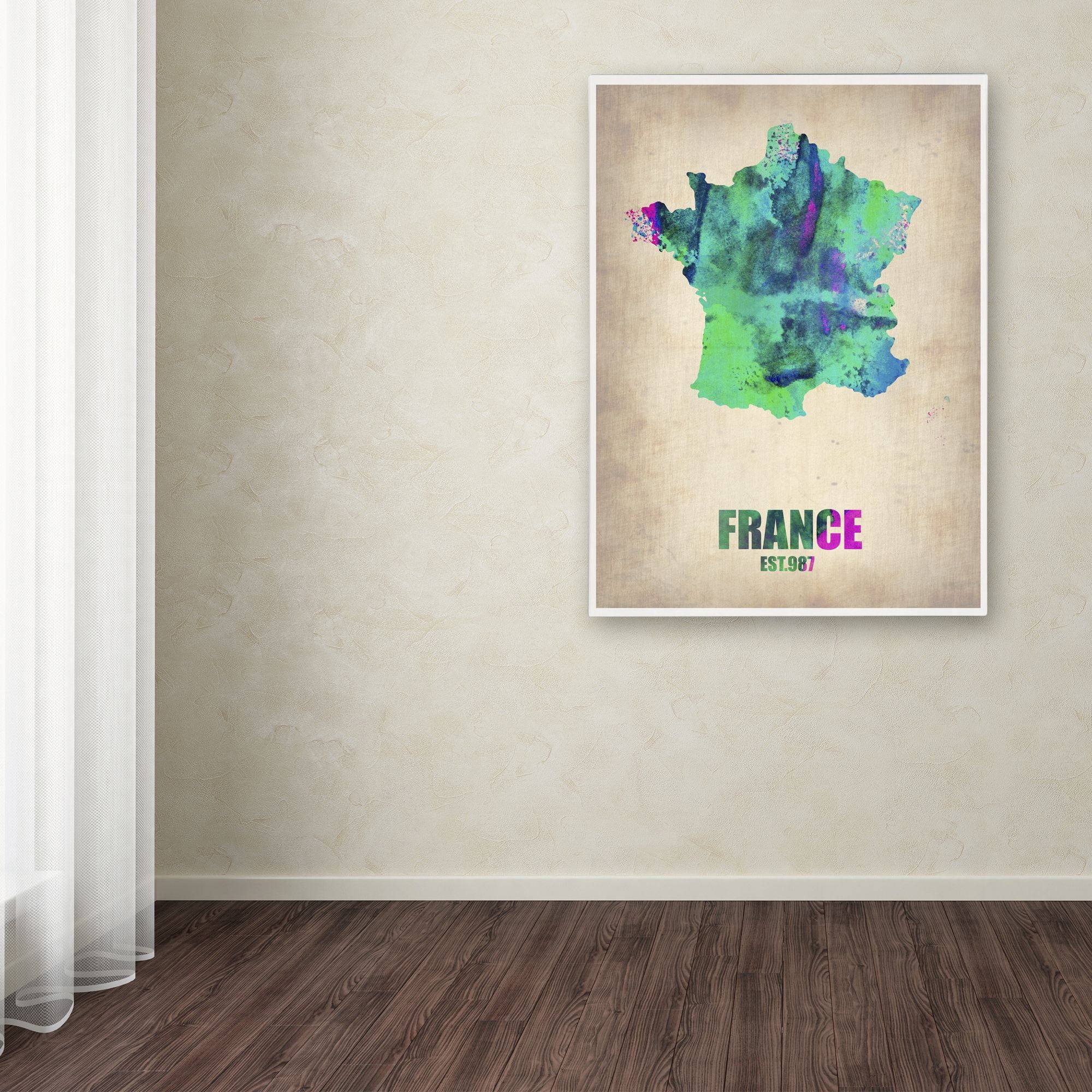 Trademark Fine Art "France Watercolor Map" Canvas Art by Naxart