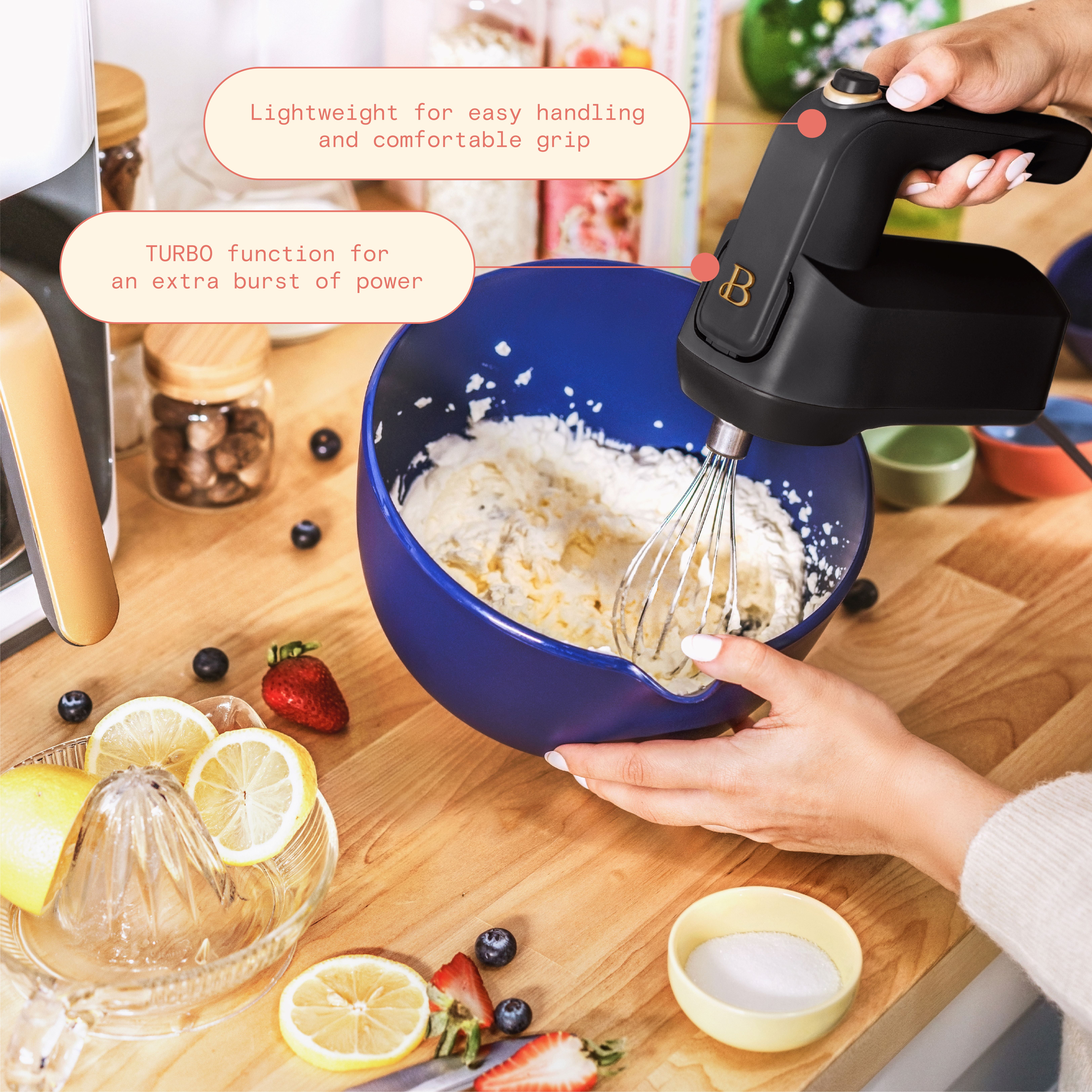 Beautiful 6-Speed Electric Hand Mixer, Black Sesame by Drew Barrymore