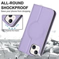 thumbnail image 3 of Funda antirrobo con cierre magnético para iPhone 13 Mini, compatible con carga magnética, piel sintética y TPU, diseño tipo cartera, ranuras para tarjetas, 3 of 5