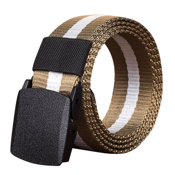 Fashion Belts for Women Metal Free Check Buckle Long Canvas Nylon Waist Accessory