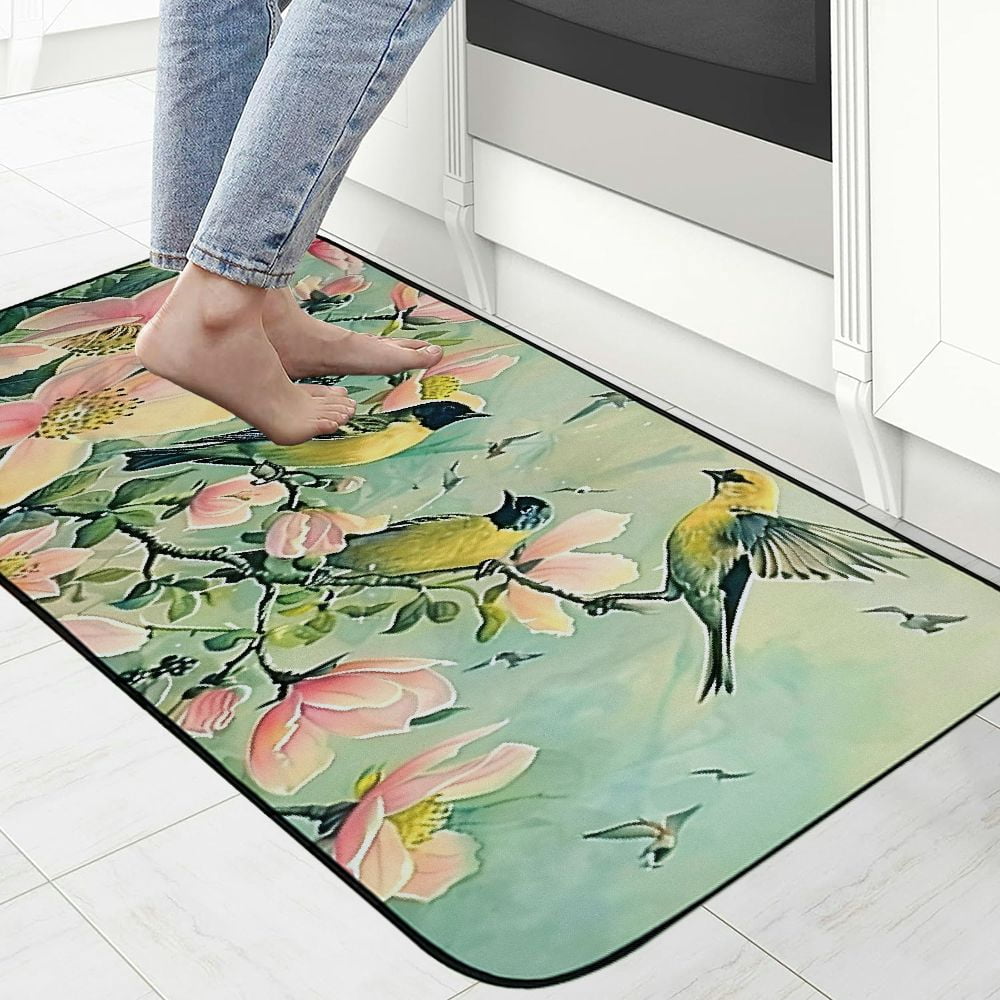 Heduofu Crowded Dogwood Doormat – Decorative Door Mat, Door Mat with Non-Slip Rubber Backing, Easy Cleaning, Traps Dirt, for Entry, Patio, Garage 19.68*47.24 in