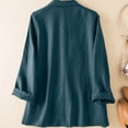 thumbnail image 4 of Women’s Spring Fall Cotton Linen Long Sleeve Open Front Blazer Jacket Solid Button Closure Double Pockets Lightweight Casual Suit Coat for office Work Army Green, 4 of 5