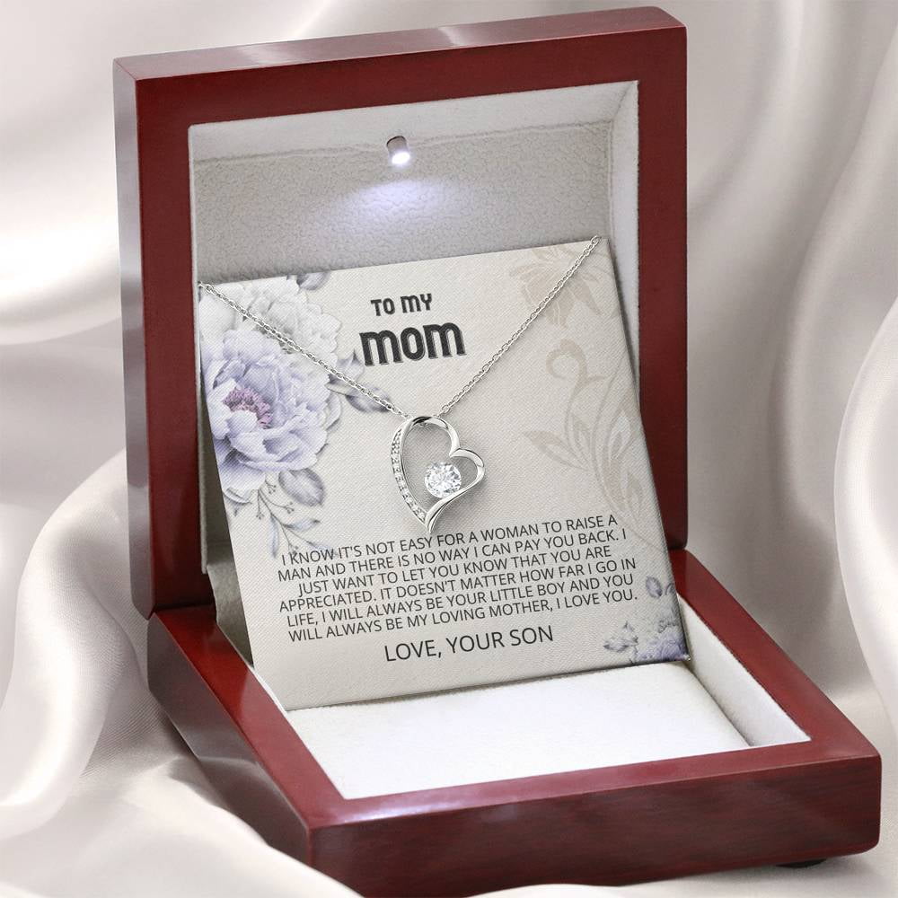 To My Mother Gift Forever Love Necklace Message Card Gift from Son to