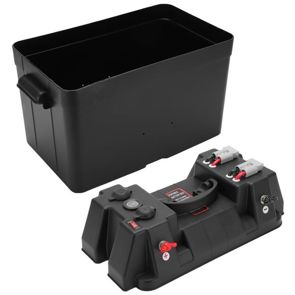 RV Battery Box, Trolling Motor Battery Power Center Charging Easily 12V Multifunctional ABS For Boats For RVs For Yachts