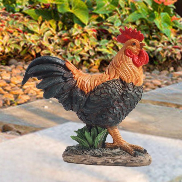 Estatua de jardín de pollos Sharpla Figura decorativa creativa para patio de al aire libre Gallo