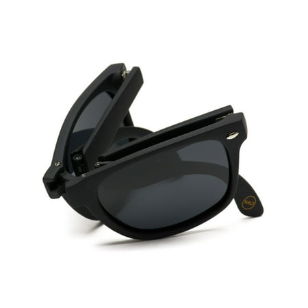WearMe Pro - Polarized Modern Black Square Foldable Sunglasses with Case