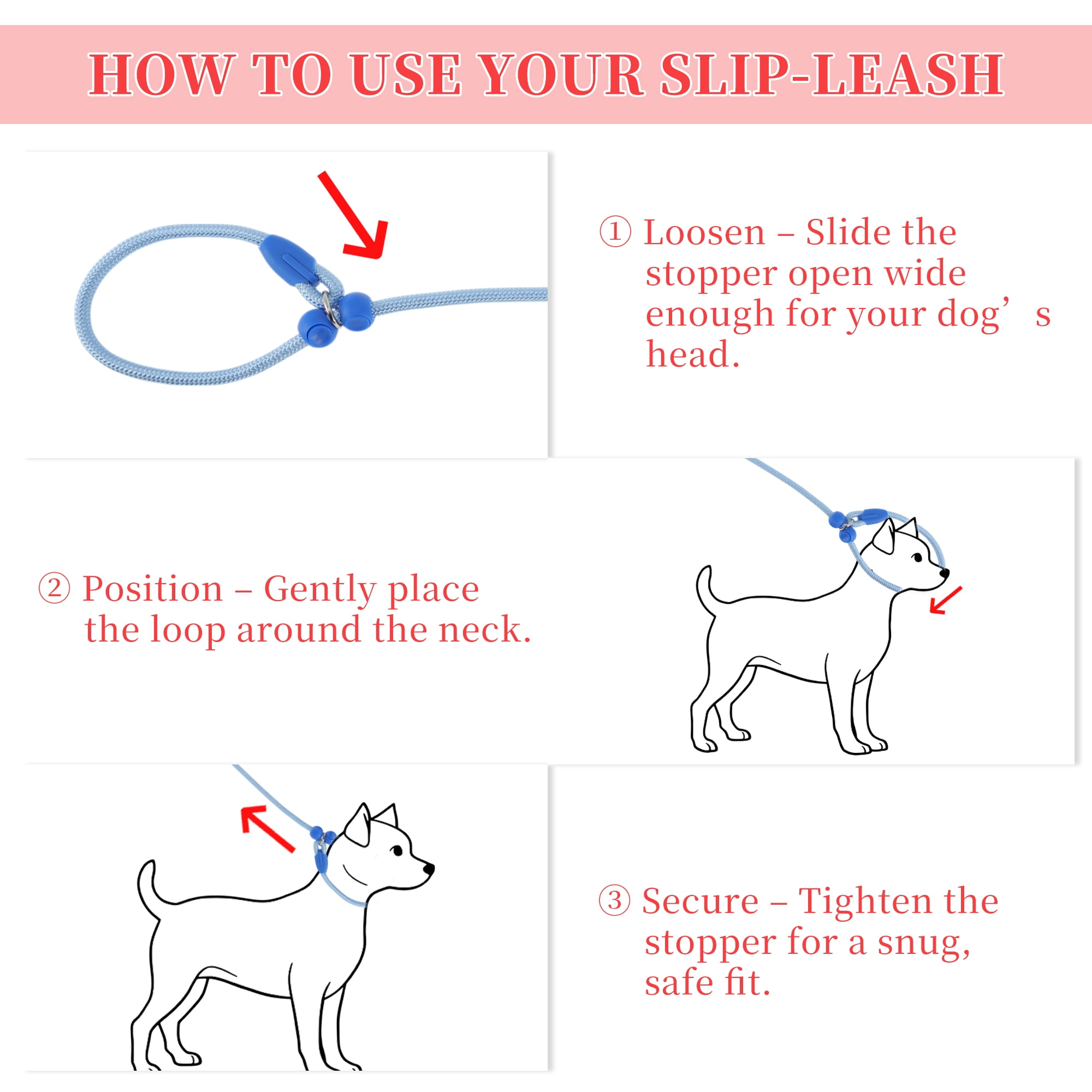 Unique Bargains Slip Leash for Dogs No Pull Heavy Duty Training Leash Medium Blue 5ft