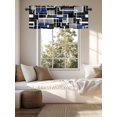 thumbnail image 3 of Kitchen Valances for Window, Navy Blue Black Geometric Lines Light Filtering Rod Pocket Valance Curtain, Abstract Modern Style Short Curtains Window Topper for Bedroom Bathroom Living Room 54x18in, 3 of 9