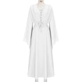 thumbnail image 3 of Women Renaissance Costume Split Sleeve Double Layer Dress for Fairy Witch Halloween Pirate Party White L, 3 of 5