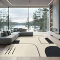 thumbnail image 2 of ODIKA 8'x10' Washable Area Rug Durable, Non-Slip Beige Black Geometric Abstract Art Design Contemporary Visuals with Minimalist Shapes for Living Room, Under Sectional, Family, 2 of 7