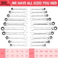 thumbnail image 5 of EastVita 20-Piece SAE and Metric Ratcheting Combination Wrench Set,Ratchet Wrenches Set, Cr-V Constructed,Chrome Vanadium Steel Wrench Set with Roll-up Storage Pouch ( Flex -Head+ Fixed Head), 5 of 8