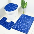 thumbnail image 3 of COFEST 3-Piece Bathroom Carpet Set Soft Non Slip, Absorbent Bath Mat with Cobblestone Design, Machine Washable Plush Bathroom Rug Set Blue, 3 of 5