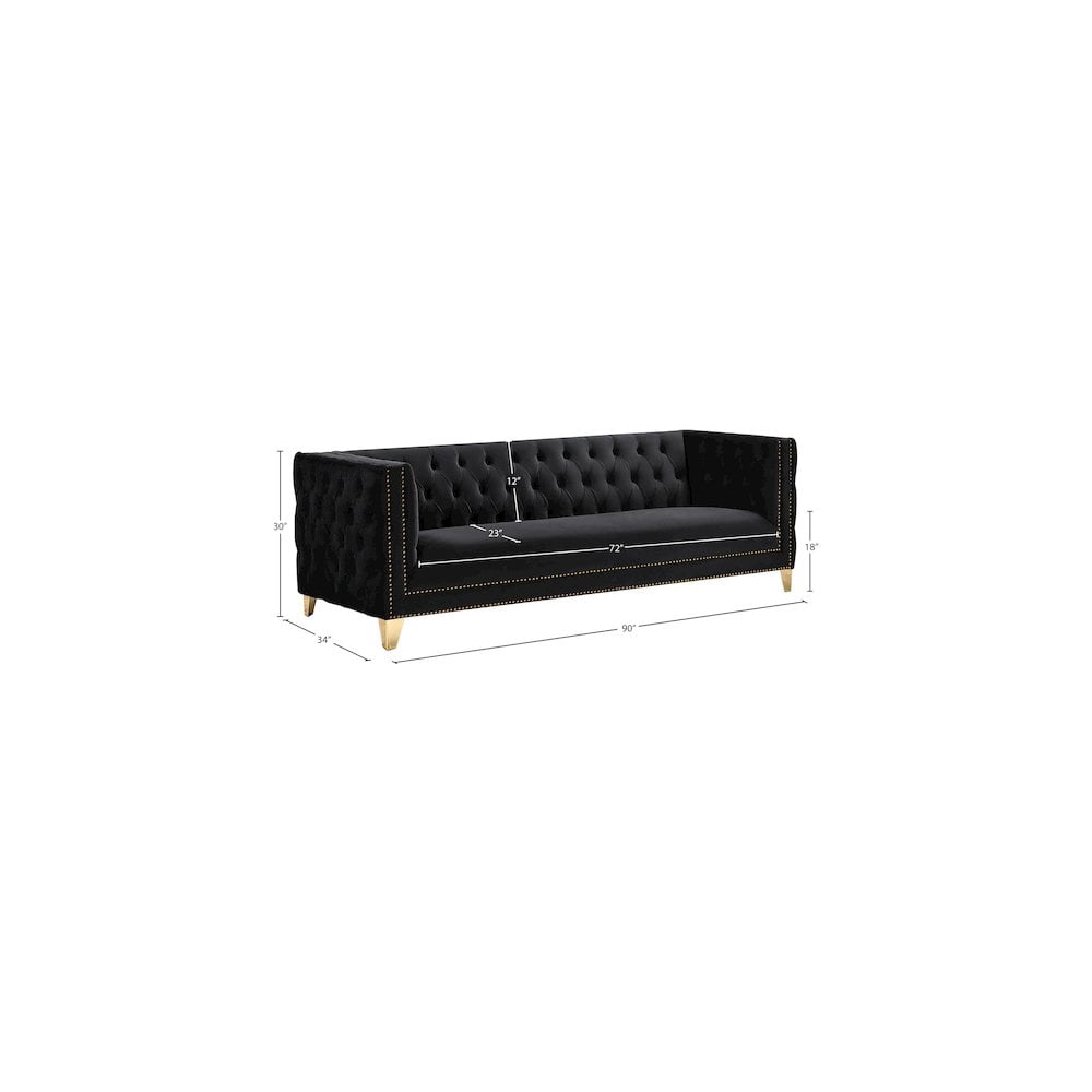 Meridian Furniture Michelle Black Velvet Sofa