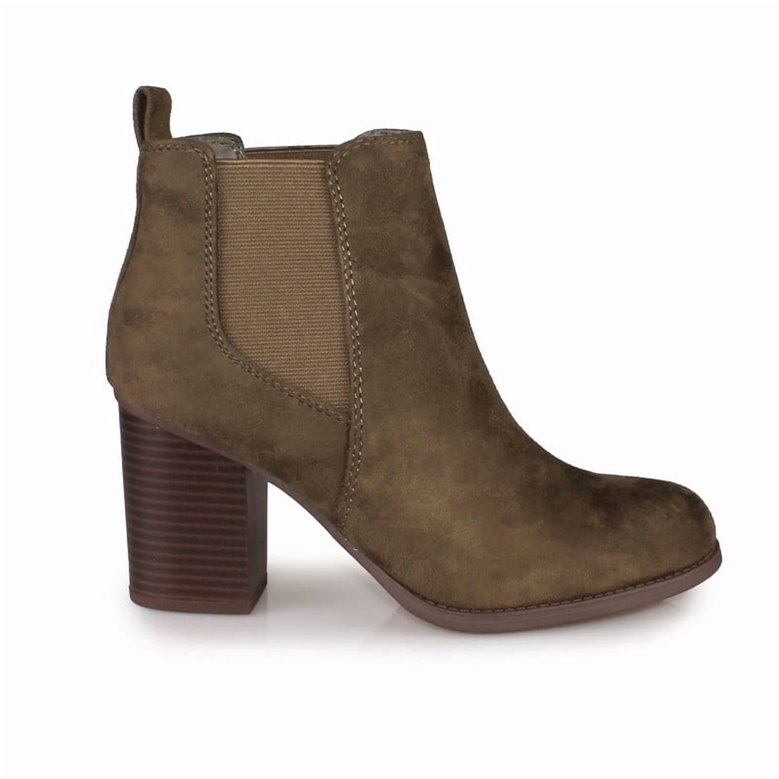 Women’s Olive Green Chelsea Heeled Ankle Boots