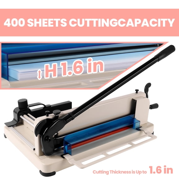 12" Guillotine A4 Paper Cutter, Heavy Duty, 400 Sheet Cutting Capacity Rotary Paper Trimmer with 12 Inches Max Cutting Width and Precision Cutting for Photos, Perfect for Office, Business, Print Shop
