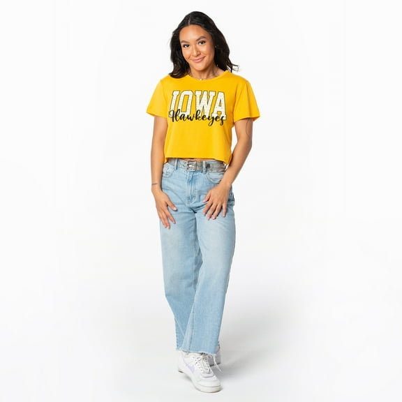 Women's ZooZatz Gold Iowa Hawkeyes Cropped T-Shirt