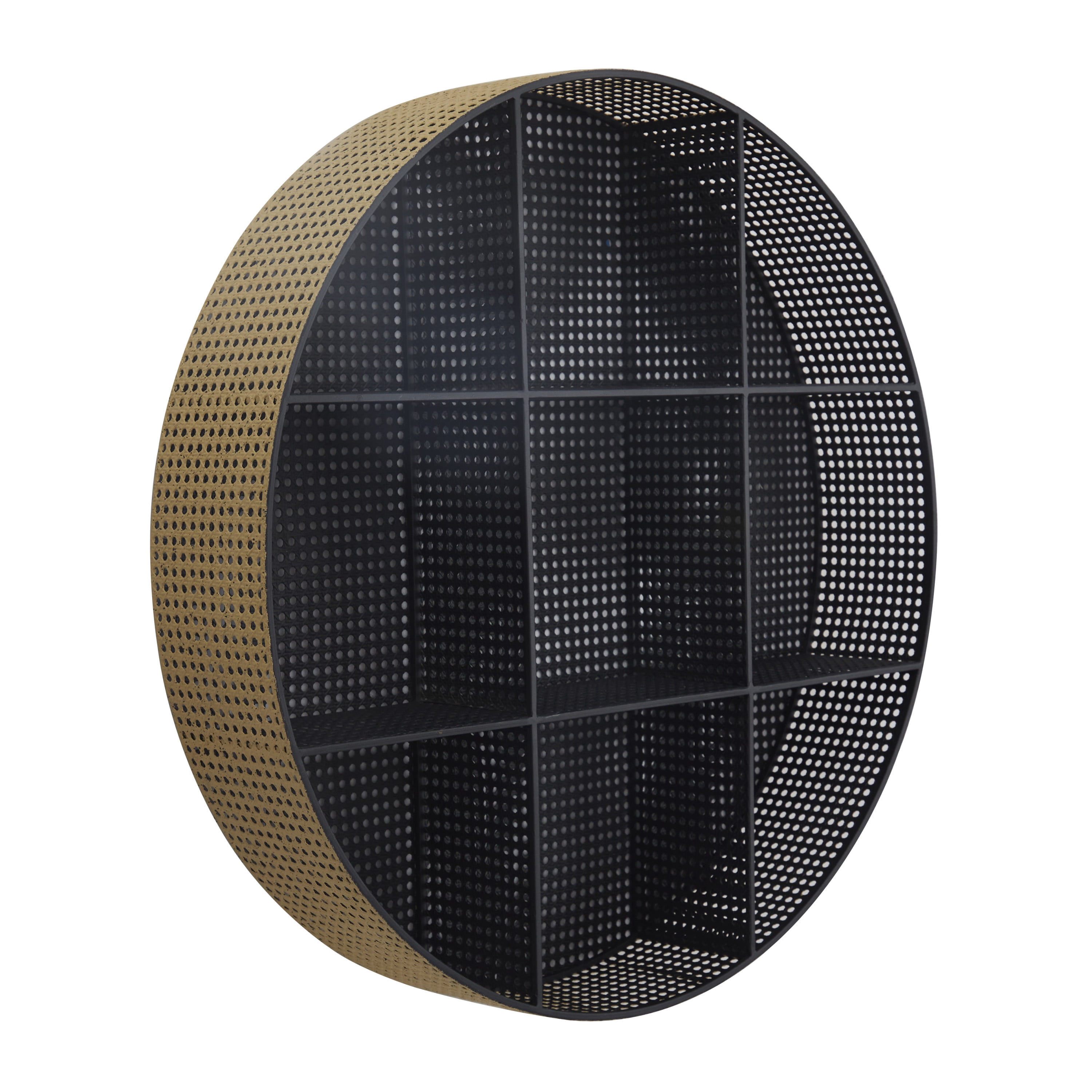DecMode 32" x 6" Round 2-Tier Black Wall Shelf