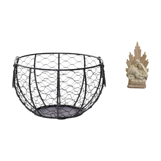Cesta de huevos,Cesta multiusos para huevos,cesta tejida de alambre de hierro,Cesta de almacenamiento de alambre para huevos Cesta de almacenamiento portátil,Estatua católica,Colección de