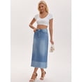 thumbnail image 7 of DARING DIVA Women's Denim Maxi Contrast Panel A Line Long Jean Skirts X-Large Light Blue, 7 of 7