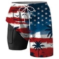 thumbnail image 4 of YANGXINX Men's Swim Trunks with Compression Liner Fashion Summer USA Flag Prints Beach Shorts Drawstring Elastic Waist Bathing Suits Swimwear, 4 of 5