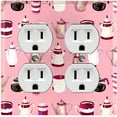 thumbnail image 1 of Metal Light Switch Wall Plate Outlet Cover (Coffee Mocha Espresso Tea Pot Kettle Maker Festive Cup Pink Pattern - Double Duplex), 1 of 2