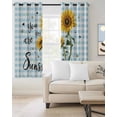 thumbnail image 2 of Sunflower Blackout Curtains, Light Blocking Print Window Curtains, Blue Plaid Farmhouse You Are My Sunshine Thermal Insulated Window Drapes for Living Room Kitchen Cafe 2 Panels, 104"W x 52"L, 2 of 9