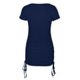 thumbnail image 4 of OSOLU Round Dress Short Women Neck Mini Drawstring Solid Color Dress Pleated Sleeve Color Women Dress Boho Sundress Dresses For Women 2025 Elegant Classy, 4 of 6