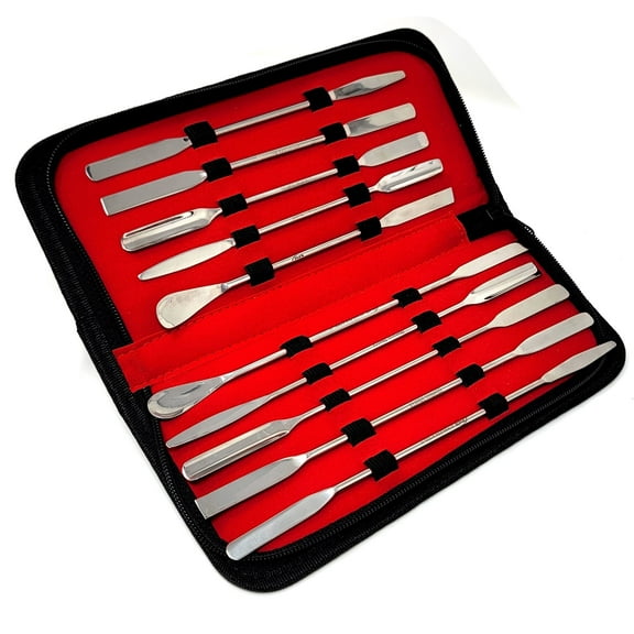 Multipurpose Lab Spatulas Double Ended Set of 10 Stainless Steel Spoons, Scoops For Mixing & Transferring