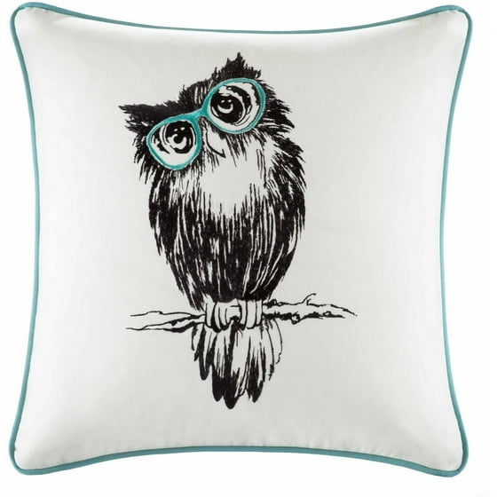 Home Essence Owlfred Owl Embroidered Cotton Square Pillow - Walmart.com
